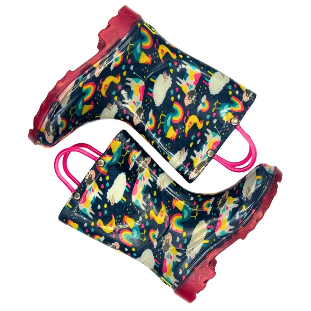 Western Chief Girls Size 9/10 Rain Boots | Unicorn Rainbow Farm Print
